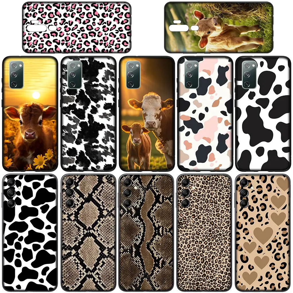 Cow Print Leopard Snake Case for OPPO A17 A15 A16 A3 Pro A40 A60 A80 A79 A95 A94 A74 A78 A58 A38 A57 4G 5G Phone Cover Casing