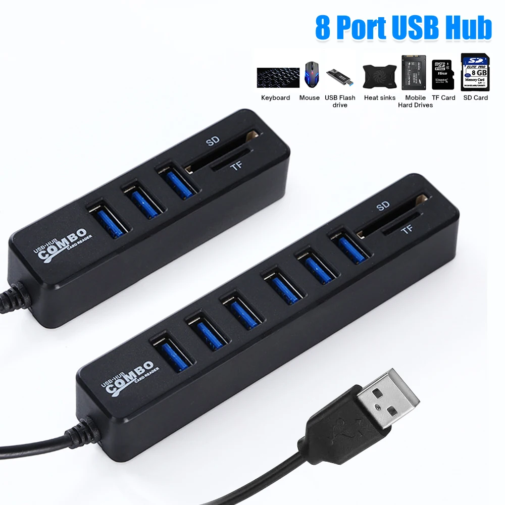 USB-разветвитель 8 в 1 2 0 портов высокая скорость |