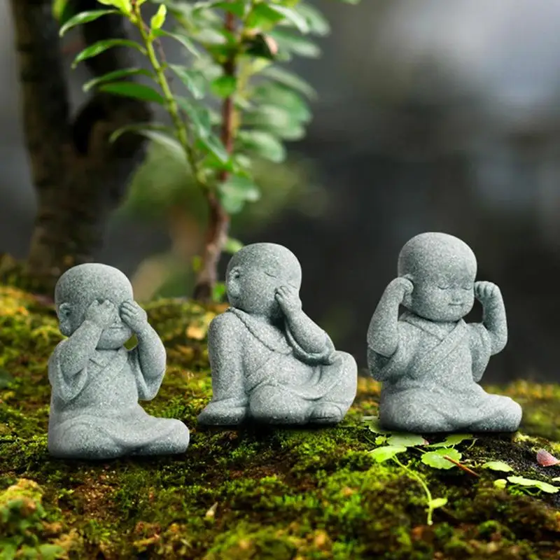 

Child Monks Buddha Statues Tea Pets Desk Home Tabletop Figurine Decoration Zen Monk Figurine Cute Resin Ornament