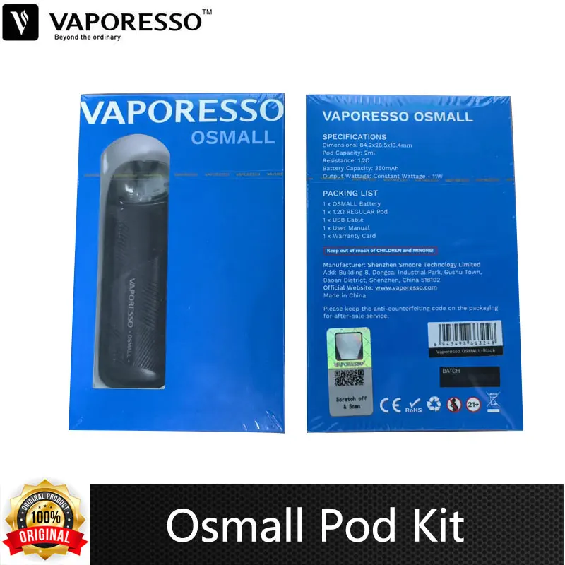 

3-5pcs Original Vaporesso Osmall Pod Kit 2ml Cartridge Pod 11W Power 350mAh Battery 1.2ohm Coil Mini Size Vape Pen Vaporizer