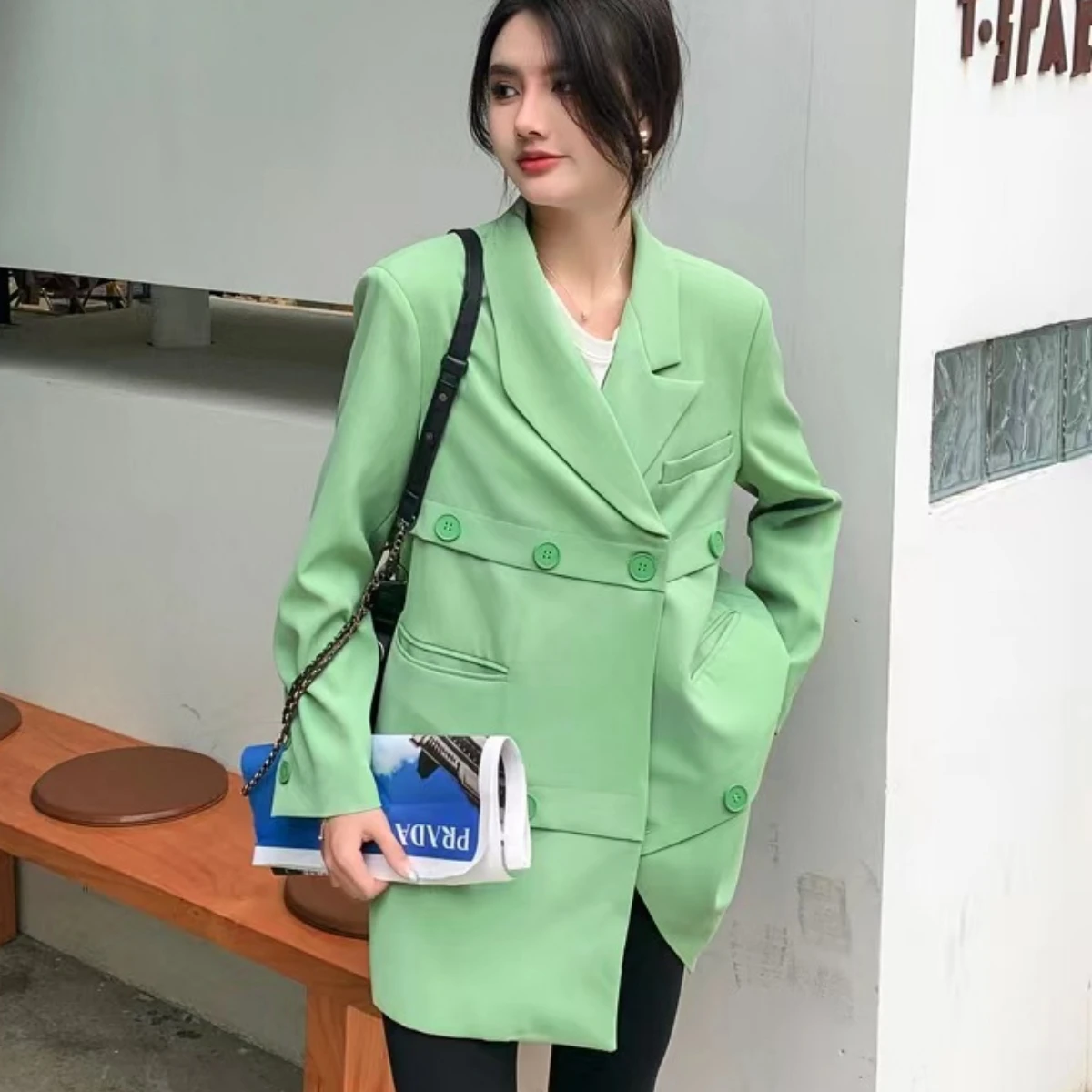 High End Fashion Women Blazer Autumn Winter Mid Length Top Office Women Designer High Quality Truncating The Sense of Stacking