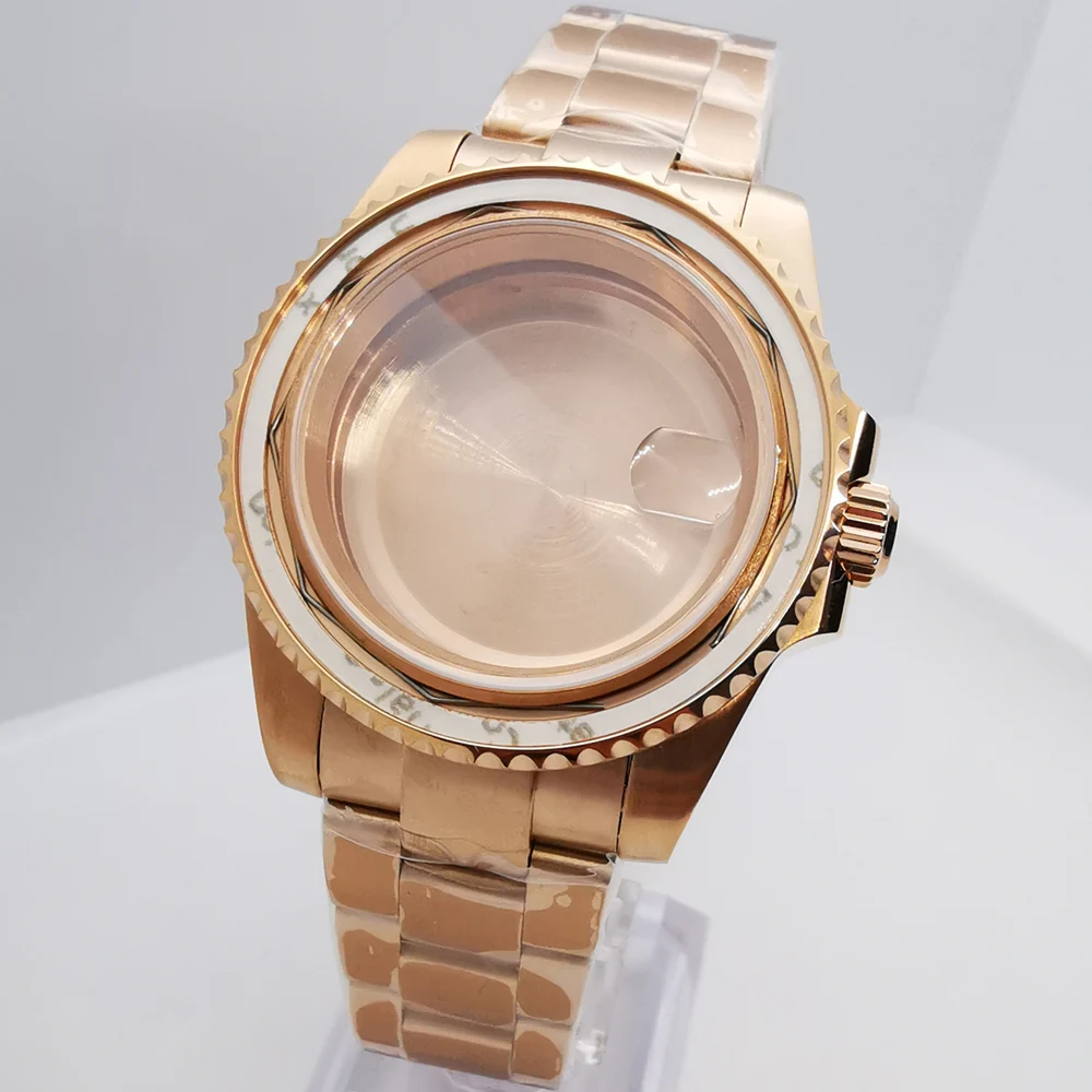 40mm rose gold watch case strap sapphire glass fit NH35 NH36 NH34 ETA2824 2836 DG2813 3804 Miyota 8215 PT5000 movement