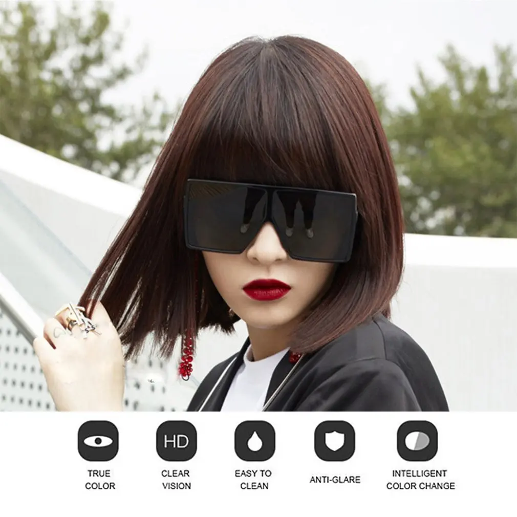 

2020 Large Square Sunglasses Ladies Luxury Brand Fashion Flat Top Transparent Lenses One Piece Men's Sun Visor UV400 Sunglasses