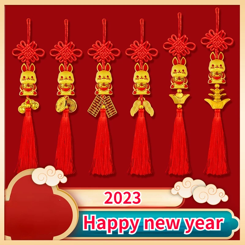

1Pcs 2023 Chinese New Year Gift Year Of Zodiac Rabbit Decoration For Home Decortion Pendant Car Charm Hanging Ornament