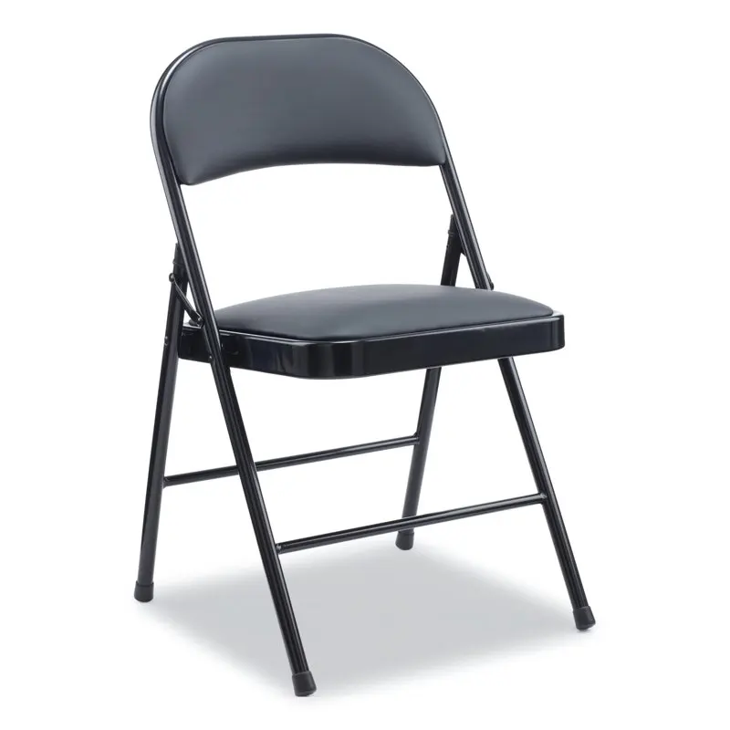 

Leather Padded Folding Chair, Black, 4 per Carton