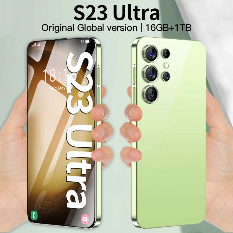 

Оригинальный смартфон S23 Ultra 5G, разблокированный сотовый телефон с HD-экраном 7,3 дюйма, 16 ГБ + 1 ТБ, 2 SIM-карты, мобильные телефоны 72 МП, мобильный телефон HD