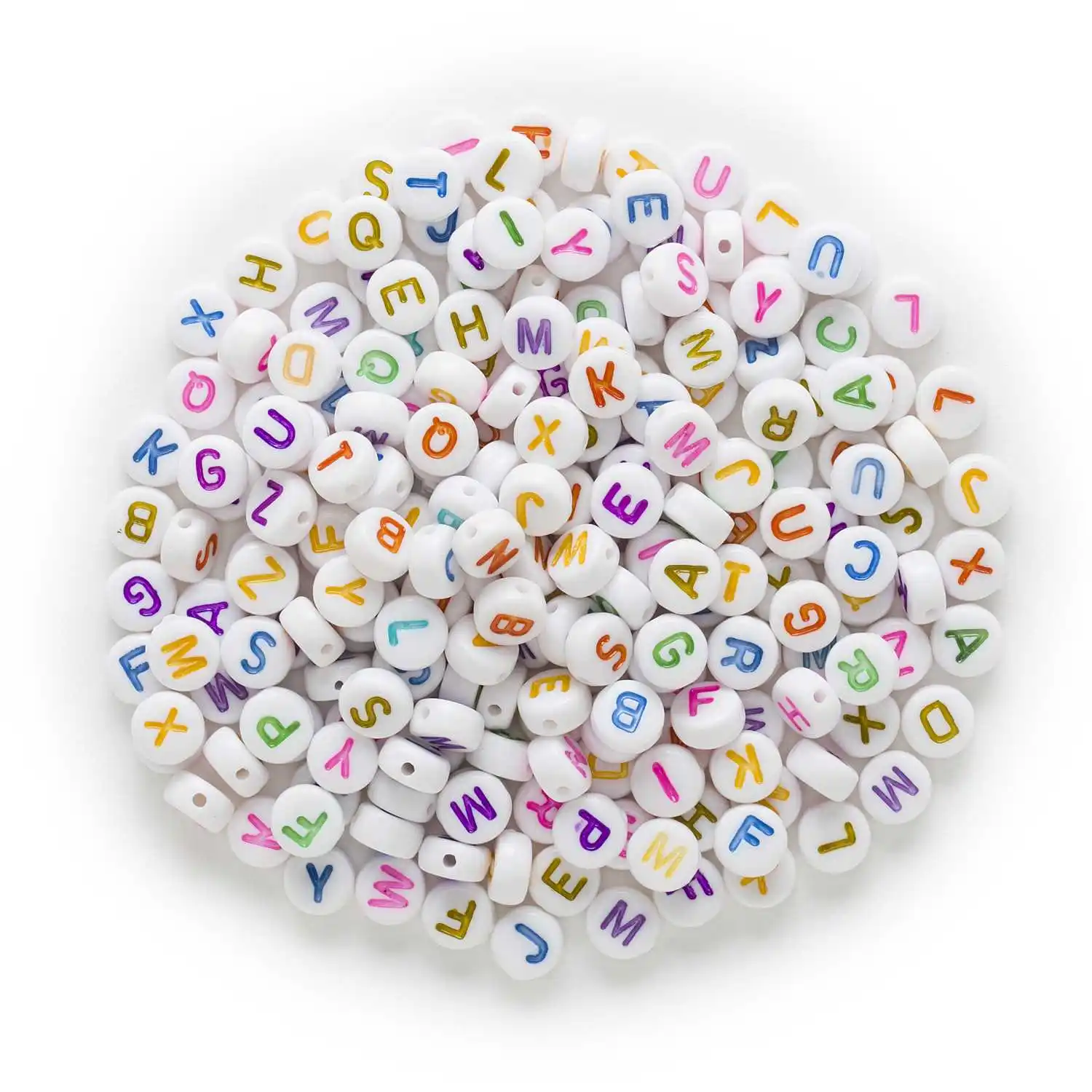 

100pcs Round Spacer Alphabet Letter Beads Sewing Headwear Clothing shoe Hat Home Decoration Findings Jewelry Making 7mm