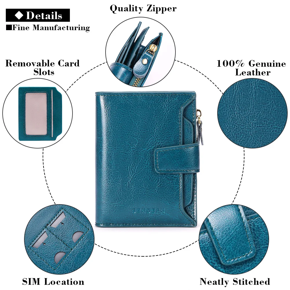 Casual Women Short Wallet Genuine Leather Small Zipper Card Holder Coin Purse Ladies Wallets 2023 RFID Purses for Womans Wallet