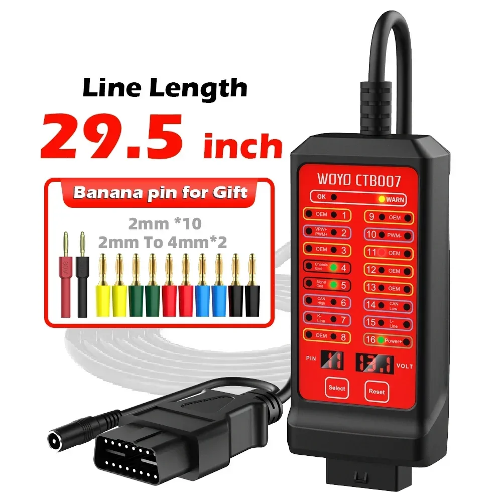 

WOYO CTB007 CAN Тестерная коробка 12 В 24 В OBD2 с кабелем 27/5 дюймов для всех автомобильных диагностических инструментов