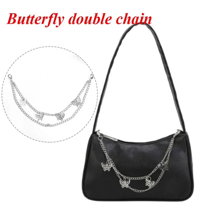 

Women Bag Rhinestone Chain Handle Imitation Diamond Pendant Shoulder Strap Bag Decoration Bag Chain Metal Exquisite Temperament
