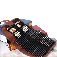 24pcs set sketch pencils case charcoal extender pencil shade cutter drawing bag office desk accessories desk organizer storage