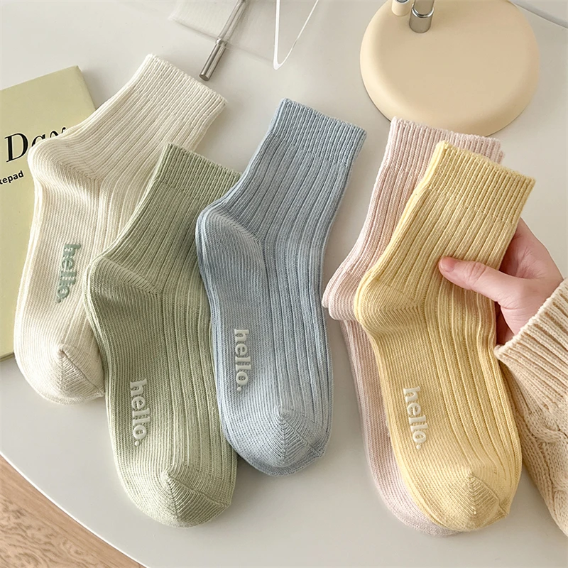 

Cute Women's Socks Japanese Fashion 2023 New Spring Summer Female Cotton Socks Soft Breathable Absorb Sweat Fresh Colorful Socks