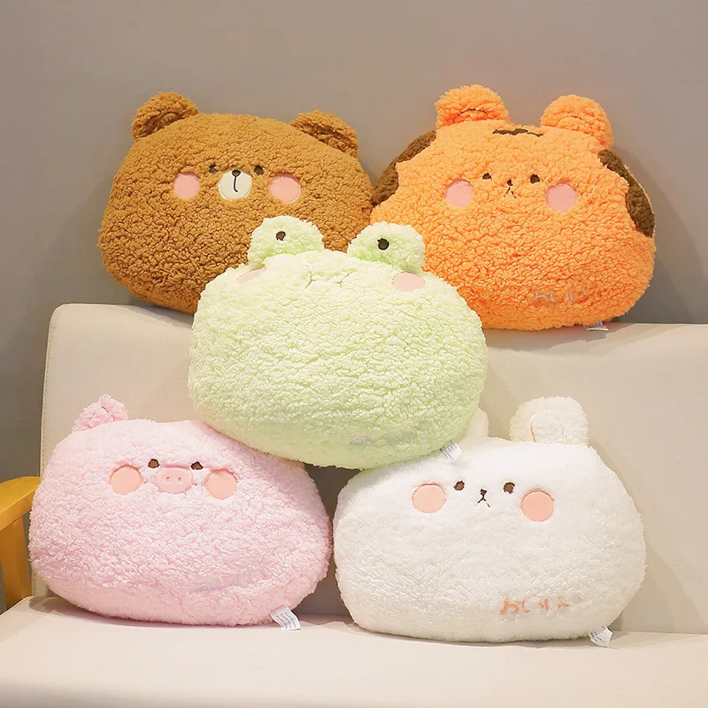 

35cm Cute Animal Rabbit Frog Teddy Bear Tiger Pig Plush Toys Cartoon Stuffed Soft Pillow Back Sofa Cushion for Girls Kids