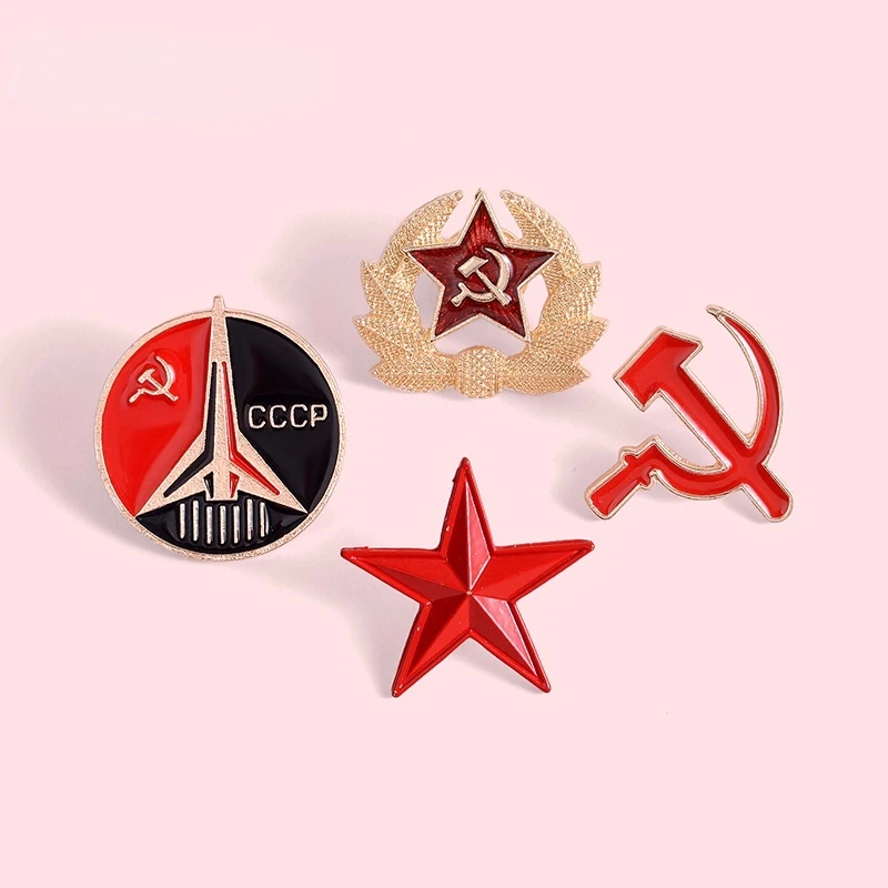 

CCCP Symbol Enamel Pin Red Star Sickle Hammer Cold War Soviet Brooch Gift Icon Coat Cap Badge USSR Lapel Pin Retro Brooch