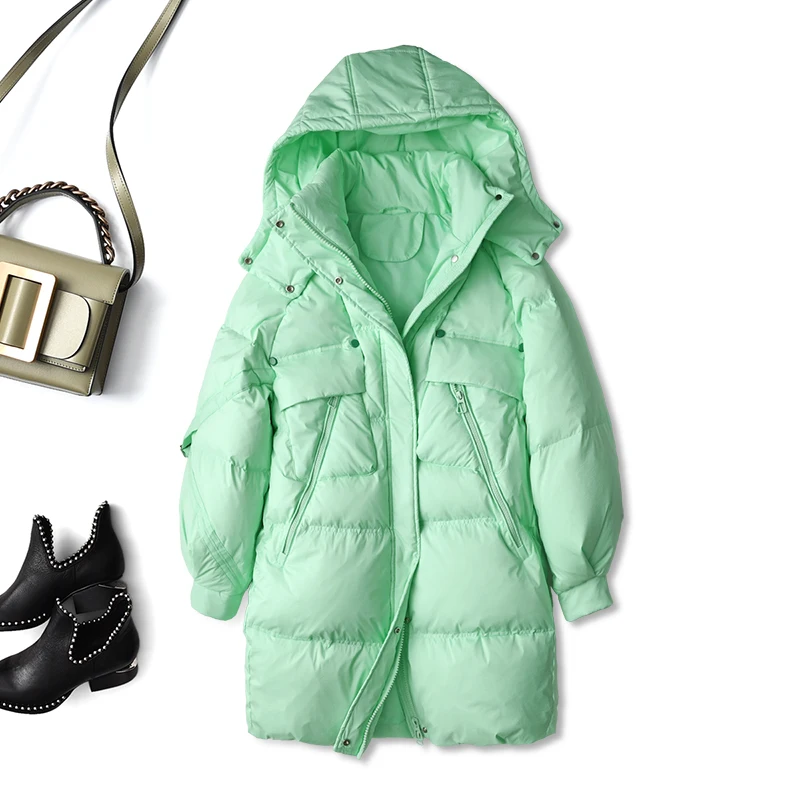 

Женские пальто и куртки зима 90% на белом утином пуху 2022 весна/осень на молнии с капюшоном и широкой талией тонкая повседневная одежда