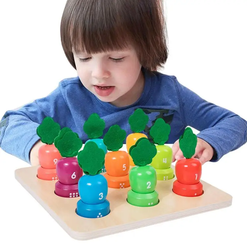 

Math Manipulatives Learning Toys Wooden Colorful Toy With Carrots Fine Motor Skills Kids Toy For Children's Playground