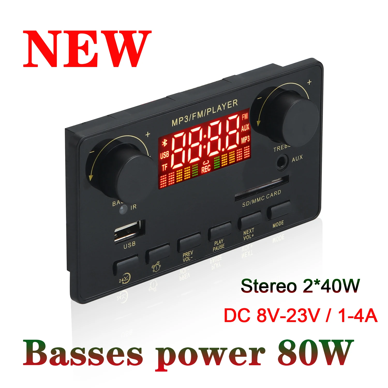 

Усилитель 80 Вт 160 Вт Mp3 bluetooth WMA WAV декодер плата 12 в беспроводной аудиомодуль большой экран AUX USB TF FM радио с будильником