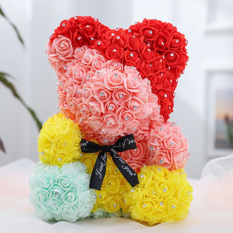 

Diamond Teddy Bear Rose Bear Eternal Artificial Roses Foam Roses Flower Diamonds bear rose Valentine's Day Gifts