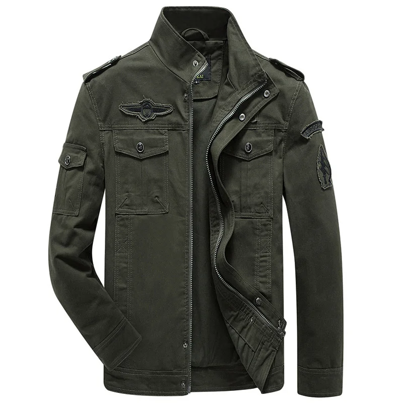 

Size Plus Military Jacket Men Spring Autumn Cotton Army Solid Mens Jackets and Coats Fashion Armband Bomber Jacket Male M-6XL
