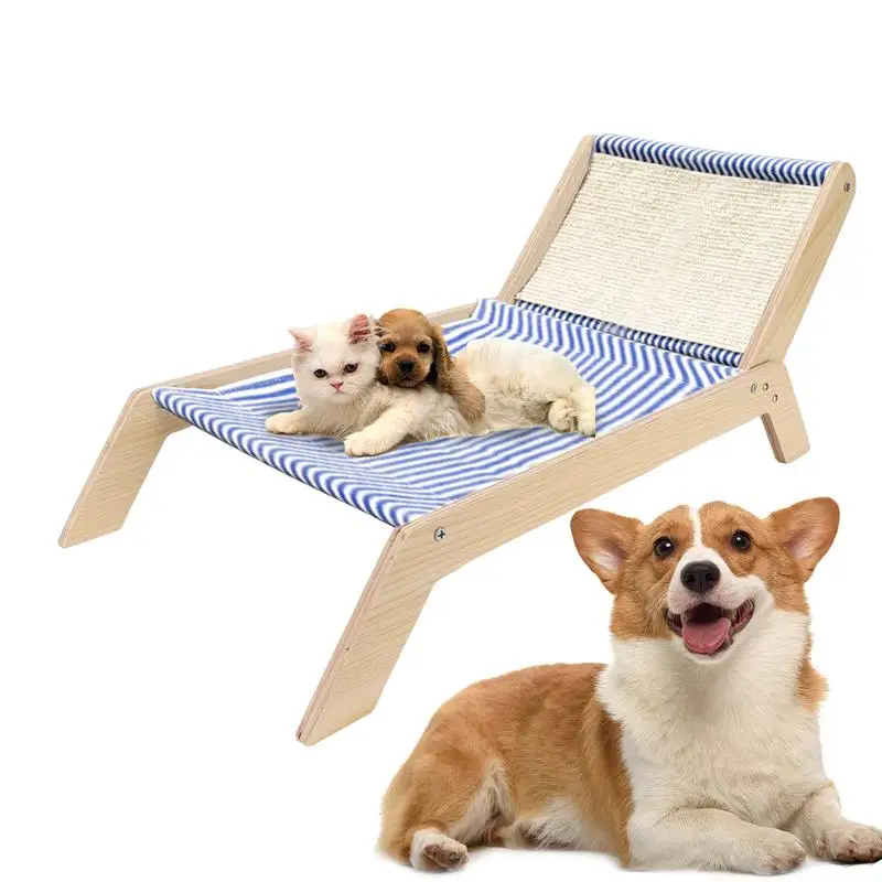 

Pet Lounge Chair Universal Elevated Cat Beds Cat Swing Bed Wooden Frame Swing Chair Multifunctional Kitten Raised Bed Cat