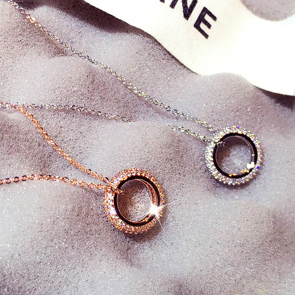 

JUWANG Super Micro inlaid Flash Crystal Round Exquisite Short Necklaces Temperament Minimalist For Women 2022 Luxury Necklaces