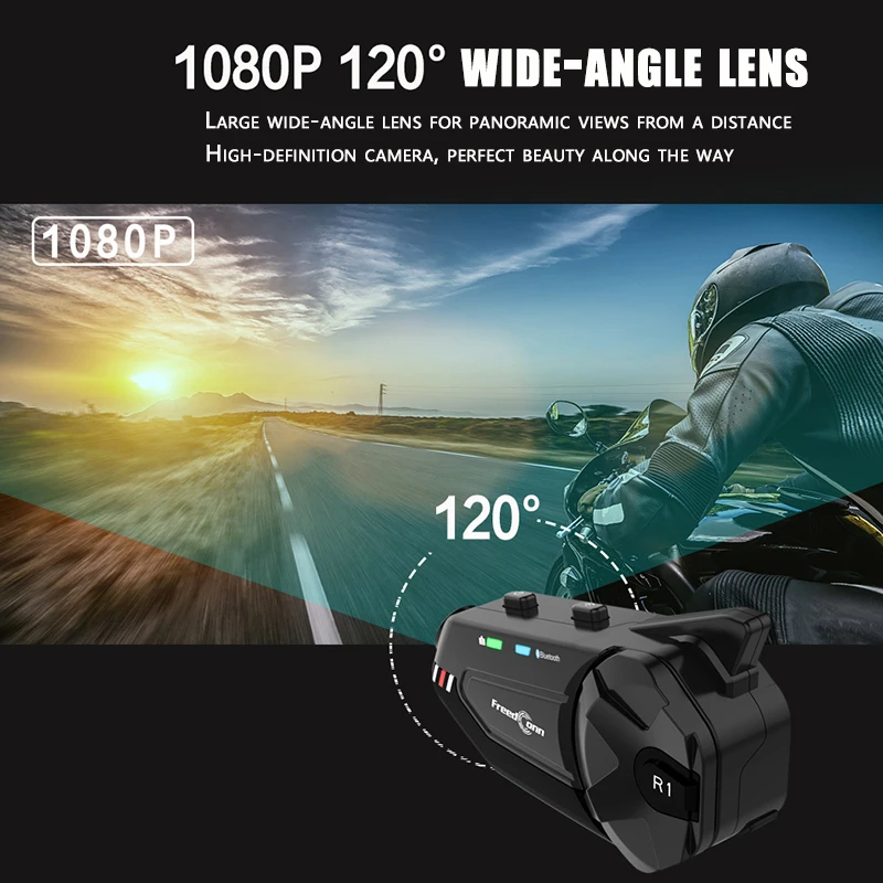 Мотоциклетная гарнитура Bluetooth-совместимая камера HD 1080P водонепроницаемое видео 6