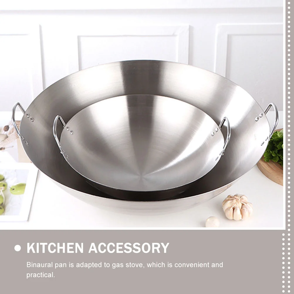 

Wok Pan Pot Chinese Frying Fry Cooking Steel Skillet Paella Pow Stainless Deep Handle Cookware Everyday Noodle Stir Reheating