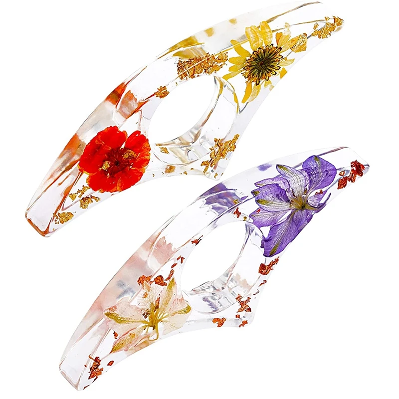 

2Pcs Dried Flower Resin Thumb Book Holder-Handmade Resin Holders Light Weight Book Opener Bookmarks (Adorable Style)