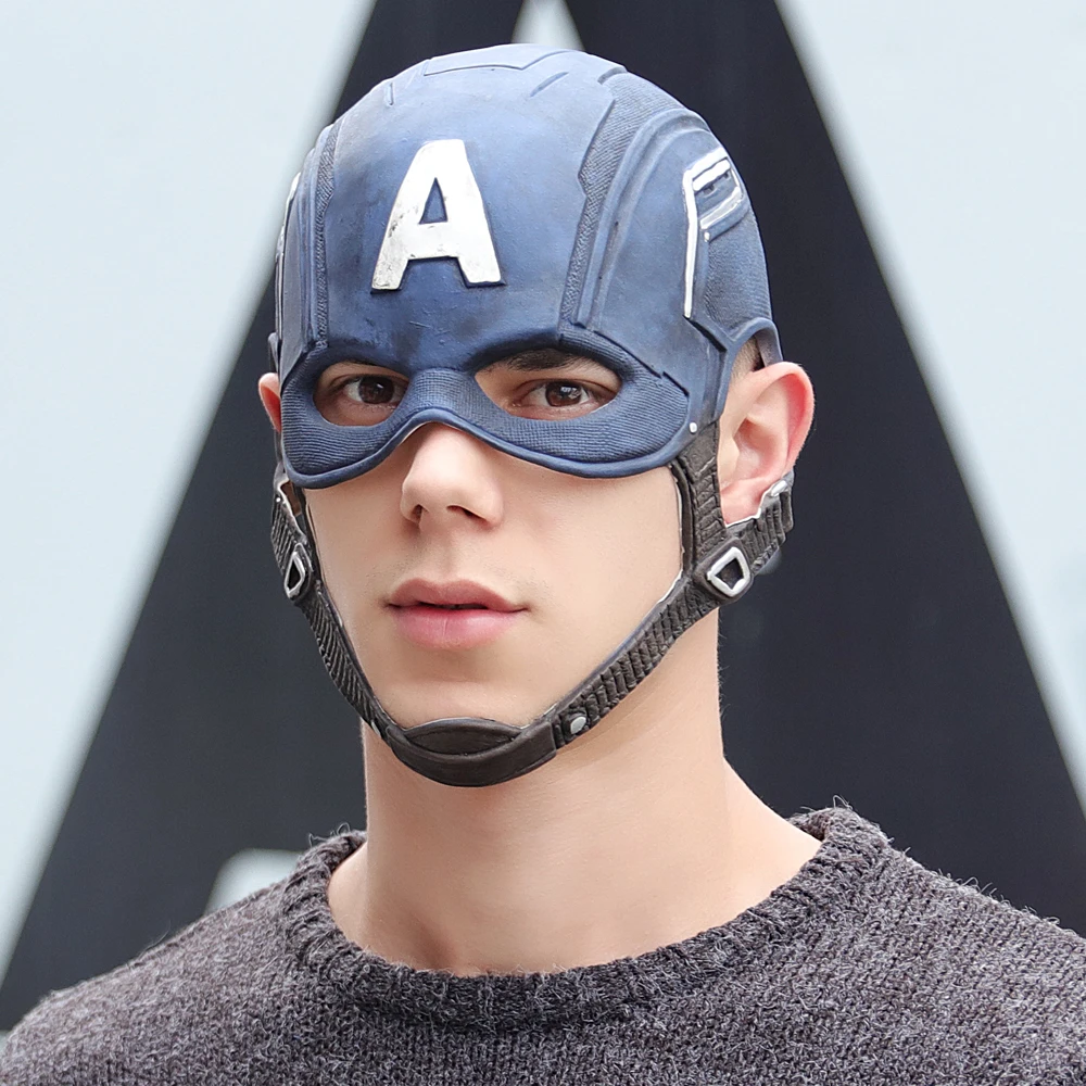 

Movie marvel hero Captain America Civil War CA Mask Cosplay Steven Rogers Superhero Latex Helmet Halloween Costume Party Prop