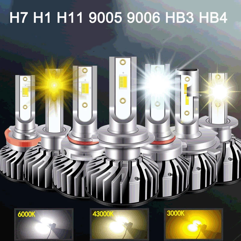

H1 H3 светодиодный лампы для фар H7 светодиодный ные Автомобильные фары H4 880 H11 HB3 9005 HB4 9006 H13 6000K 72W 12V 8000LM Автомобильные фары