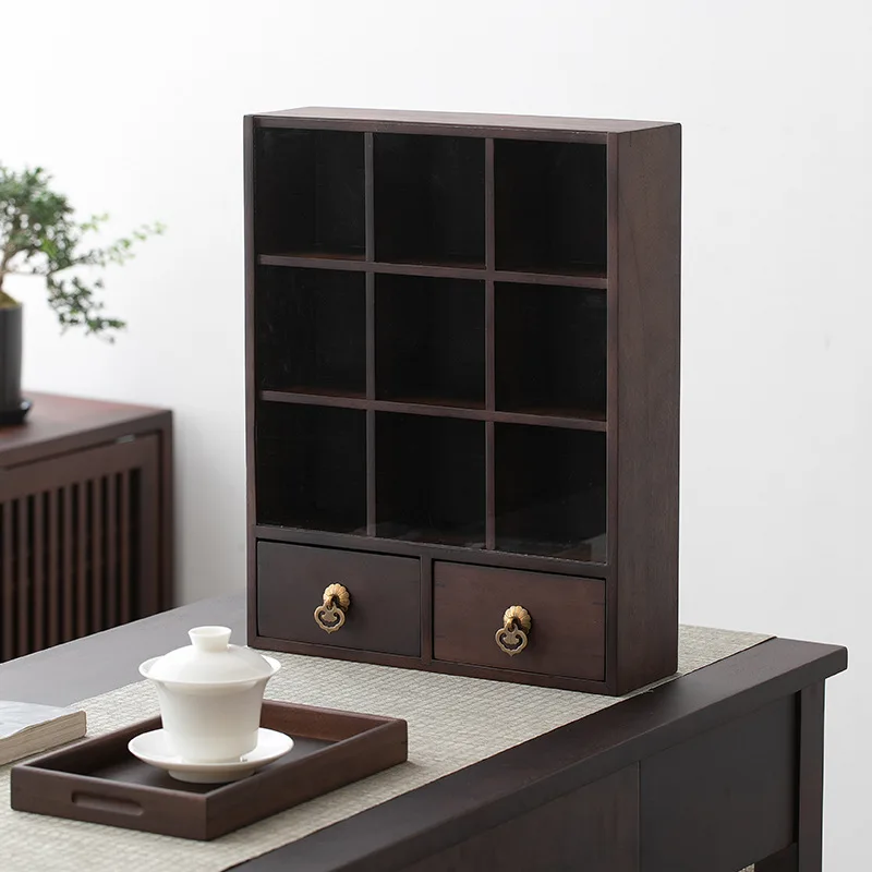 

Black Walnut Solid Wood Display Cabinet Tea Room Tea Set Decoration Dustproof Storage Rack Storage Cabinet Tea Ceremony