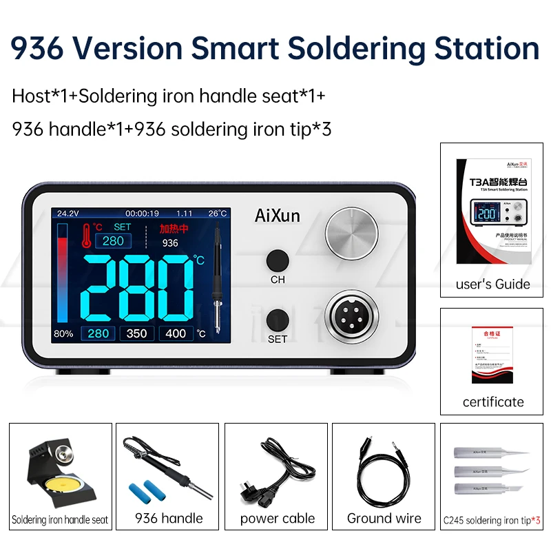 

JC AIXUN T3A T3B Интеллектуальная паяльная станция Поддержка T12/T245/936 ручка паяльника наконечники для SMD печатных плат сварочные ремонтные инструм...