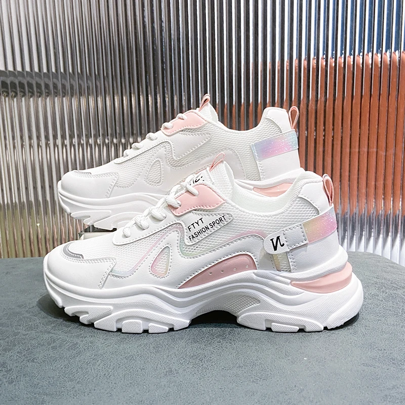 

NEW Classic Women Mesh Platform Sneakers Trainers White Shoes High Heels Wedges Outdoor Shoes Breathable Tennis Shoes Woman