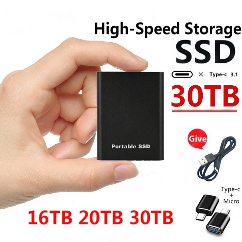 

Оригинальный портативный жесткий диск Eksternal SSD 4 ТБ, 30 ТБ, Твердотельный накопитель USB 3,1, флеш-накопитель для ноутбука
