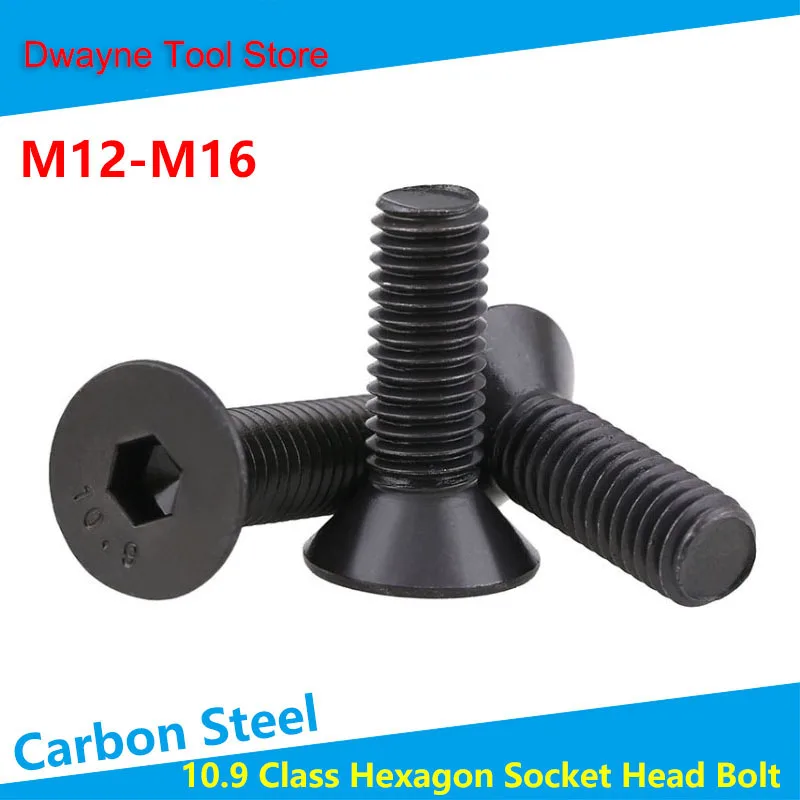 

10.9 Level Black Hex Socket Flat Head Bolts KM DIN7991 Countersunk Head Hexagon Socket Machine Screw M12 M16 【5Pcs】