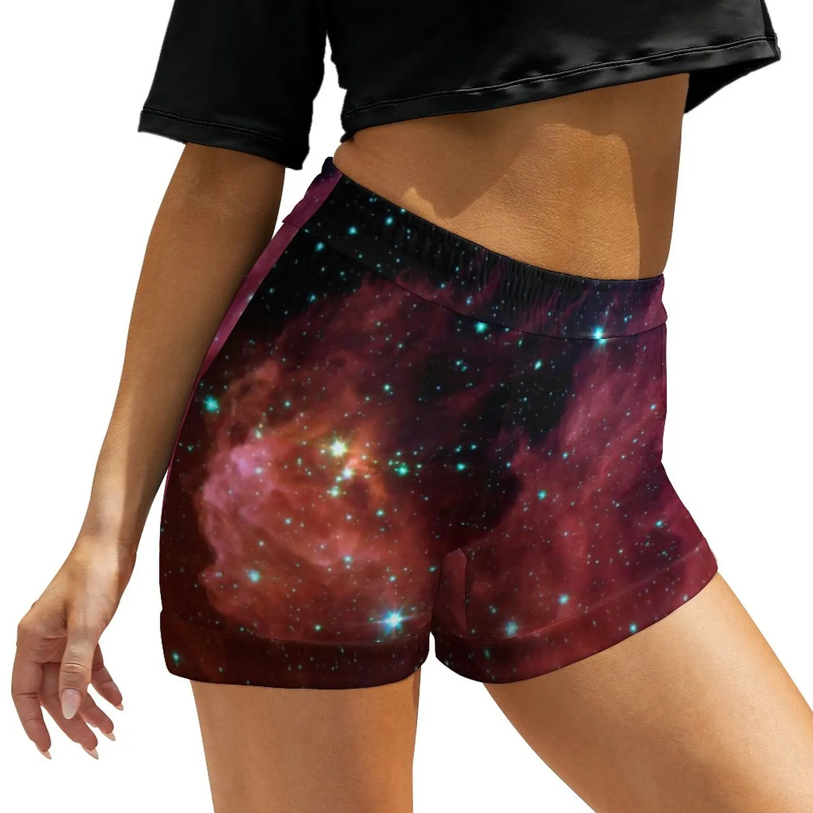 

Night Sky Print Shorts Fashion Orion Nebula Oversize Street Style Shorts Modern Short Pants Women Print Bottoms