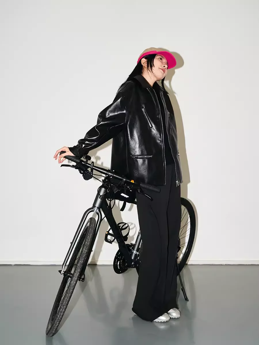 Gmetryart Basic Leisure Больше чем мотоциклетное лакированное кожаное пальто на молнии