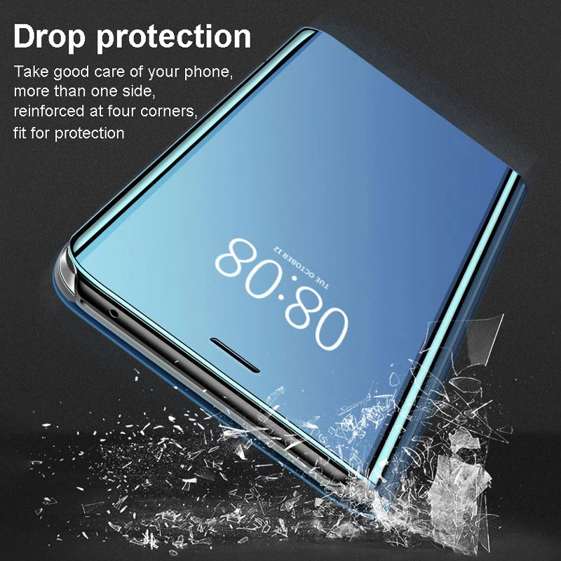 smart transparent mirror flip phone case for huawei mate 40 30 20 pro lite p40 p30 p20 nova 8 7 6se shockproof holder back cover free global shipping