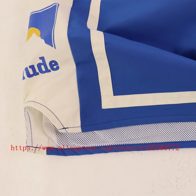 Новые мужские спортивные шорты RHUDE в стиле ретро с цветными вставками, светло-голубые, на шнурке, для уличной моды, пляжные шорты (art.: 3920dae2ed774) - 3920dae2ed774