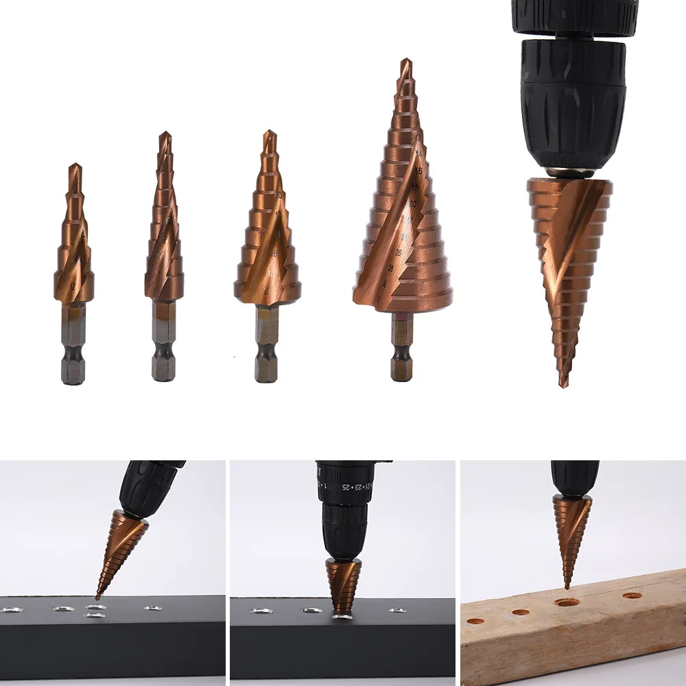 

1pcs M35 5% Cobalt HSS Step Drill Bits for Stainless Steel Metal Wood HSS CO 4-12mm Hex Shank Stepped Drill Bits Cone Drilling T