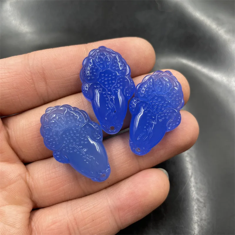 Дешевые Натуральные нефритовые товары подвеска из голубого халцедона с голубым