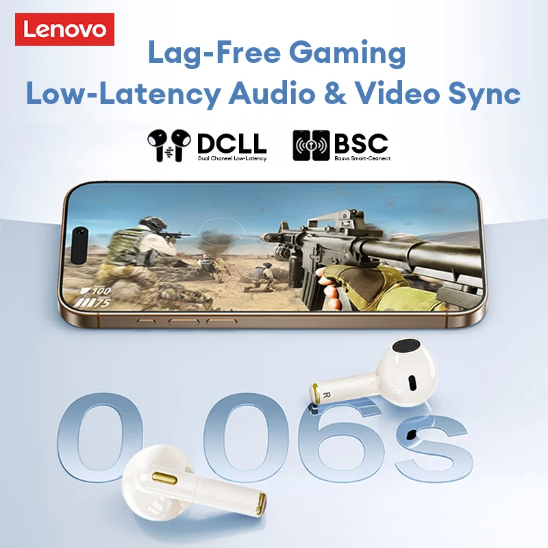 Фото Оригинальные беспроводные Bluetooth-наушники Lenovo LP22 Pro True для стерео спортивных игр TWS наушники-вкладыши с микрофоном сенсорная гарнитура новая №5