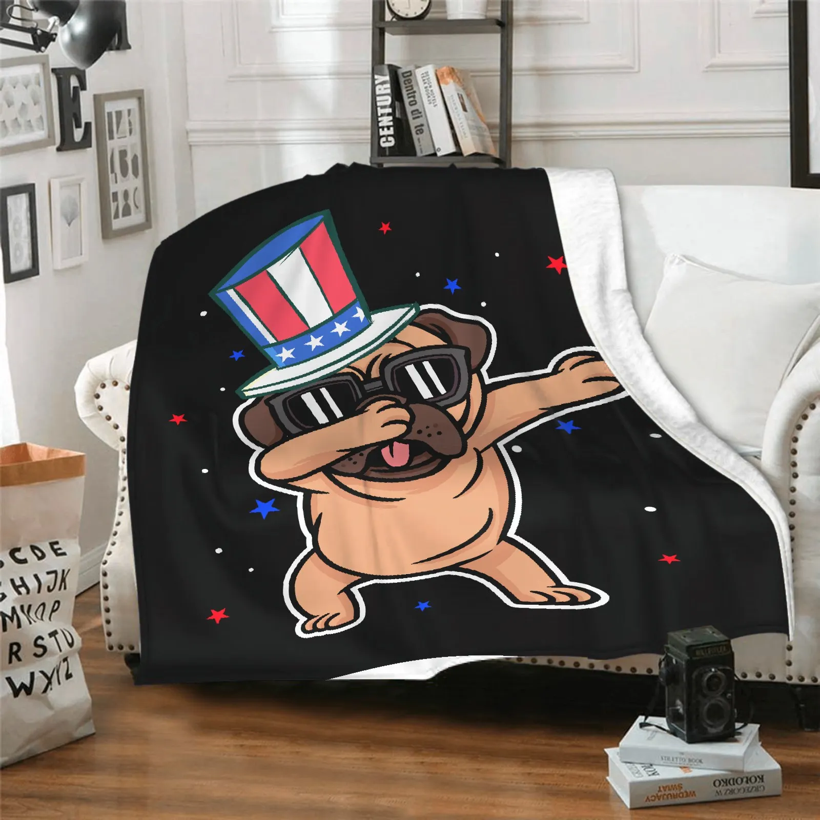 

50x60inch Blanket Independence Day Soft Flannel Throw Blanket for Camping Indoor Sofa Home Ibedding Personalized Photo Gifts
