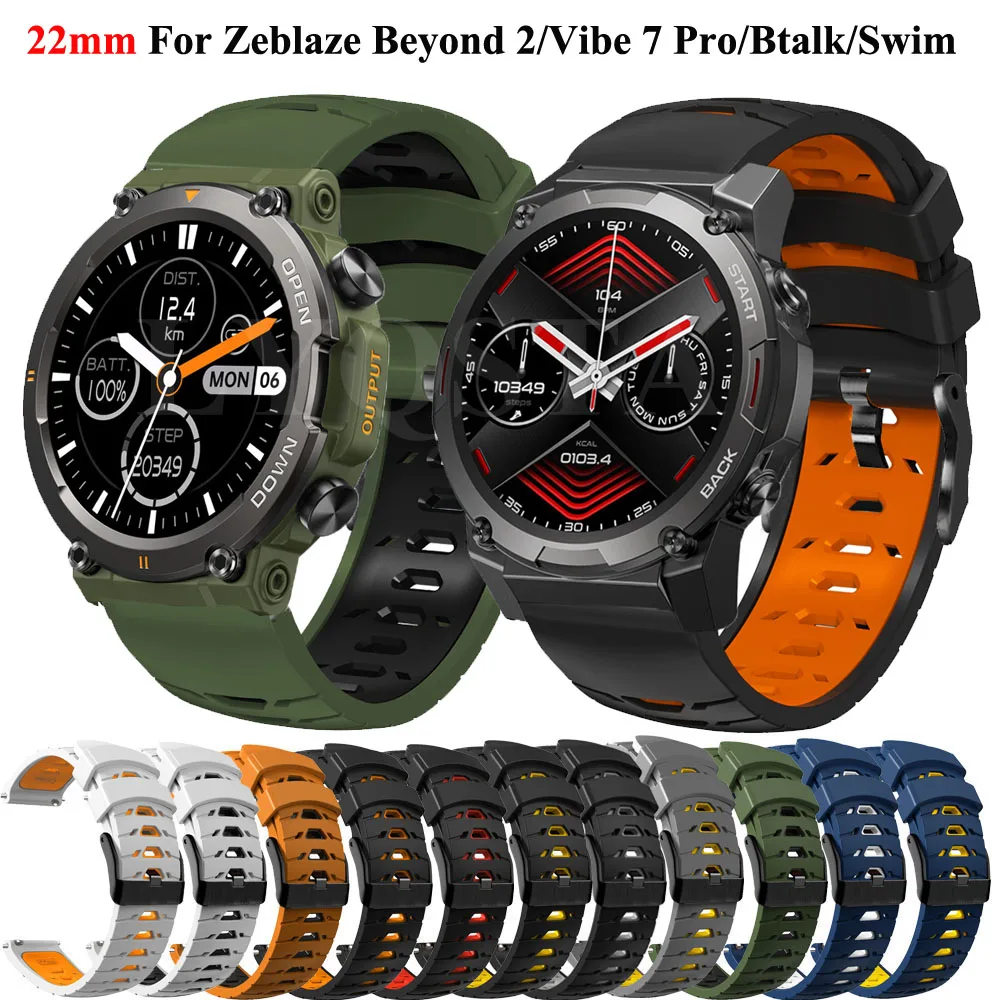 

22mm Replacement Strap For Zeblaze Vibe 7 Pro Swim GTR 2 Smart Watch Band Silicone Wristband For Zeblaze Beyond 2 Btalk Bracelet