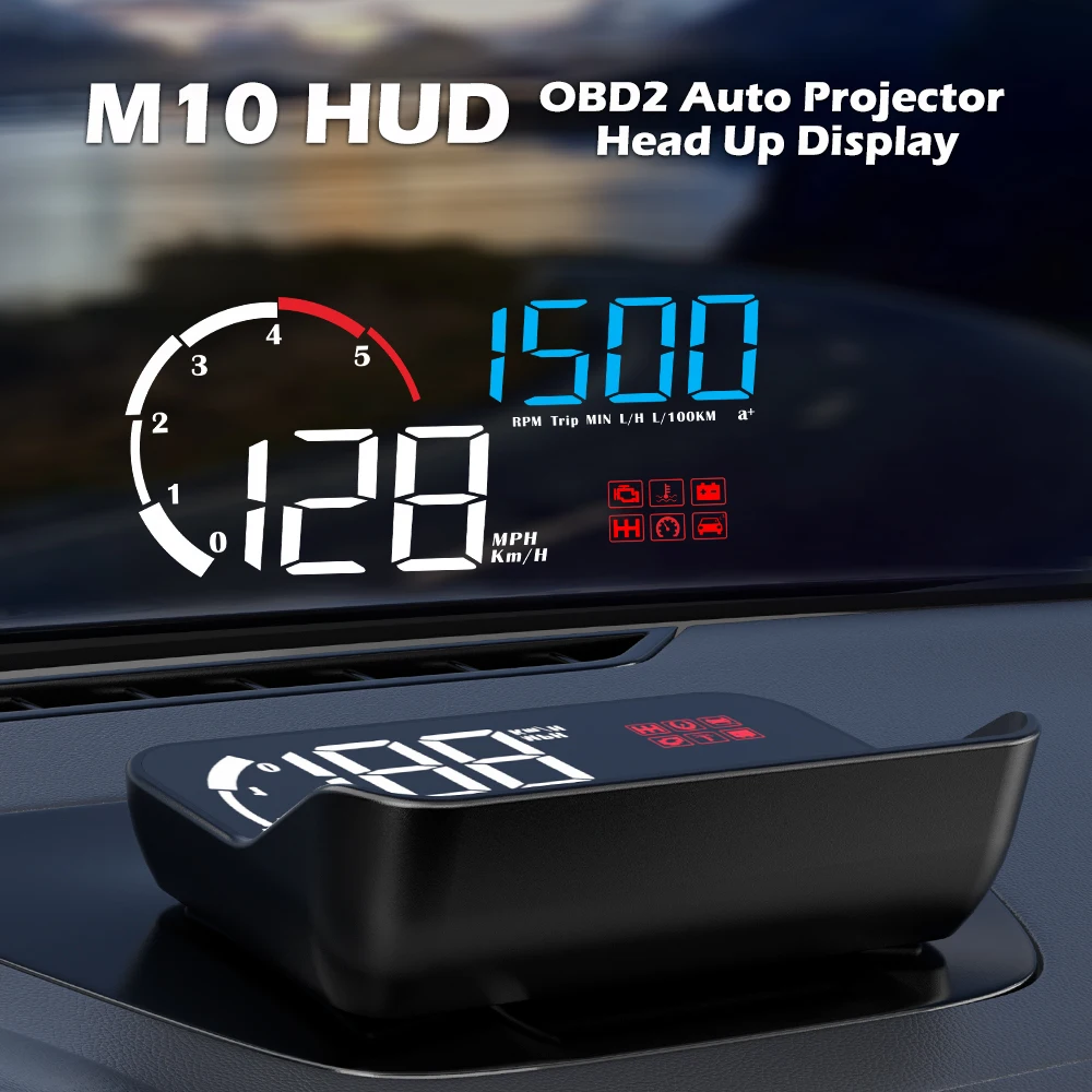 wiiyii m10 obd2 auto car hud onboard computer kmh mph head up dislay speedometer windshield projection on car glass free global shipping