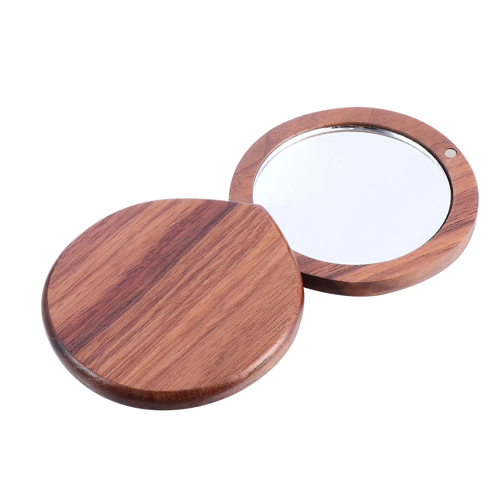 

Portable Vanity Mirror Mini Looking Glass Handheld Mirrors Walnut Makeup Travel For bathrooms Acrylic