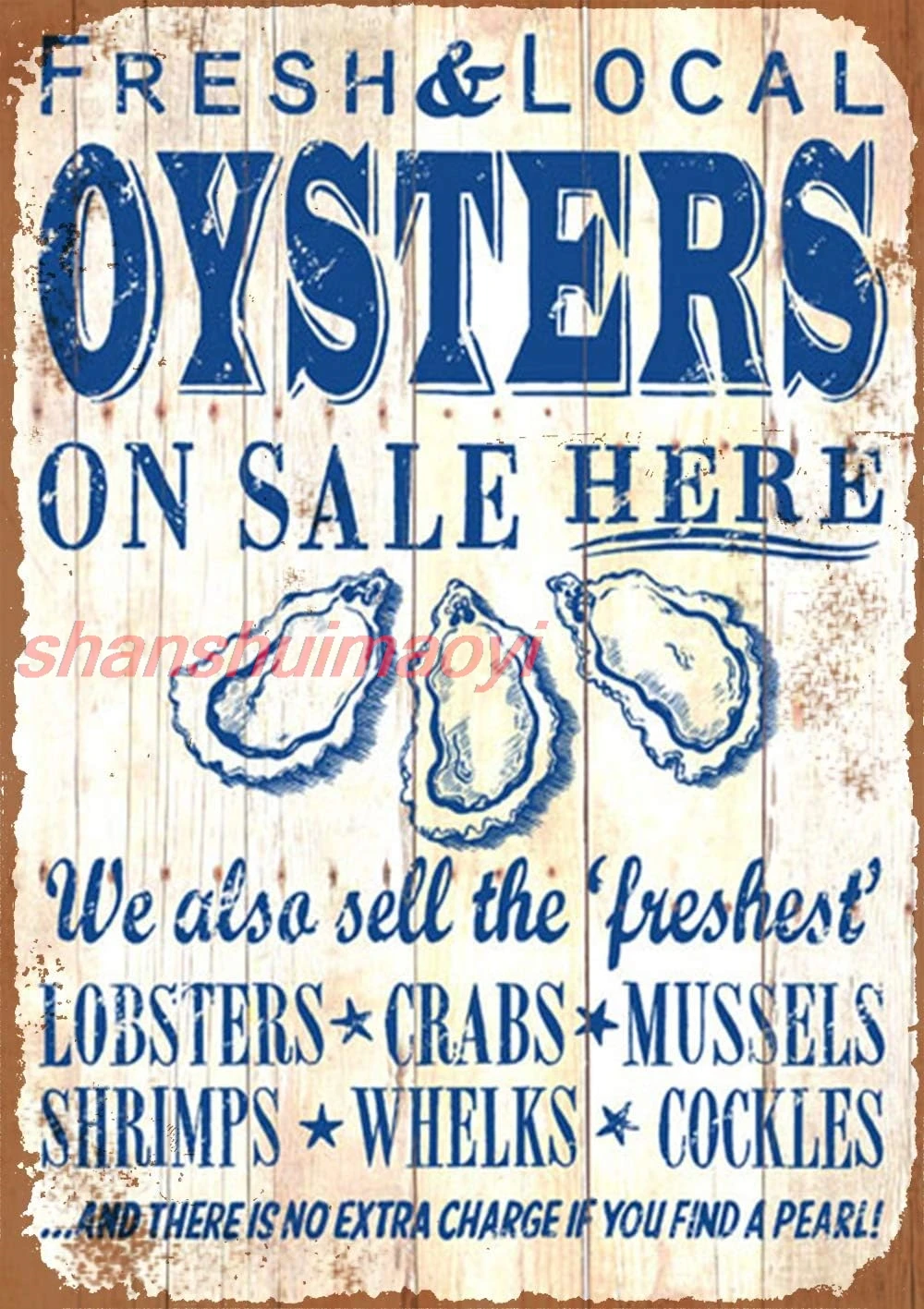Losea Oyster Here Металлическая винтажная жестяная вывеска Настенный декор 12x8 ALI