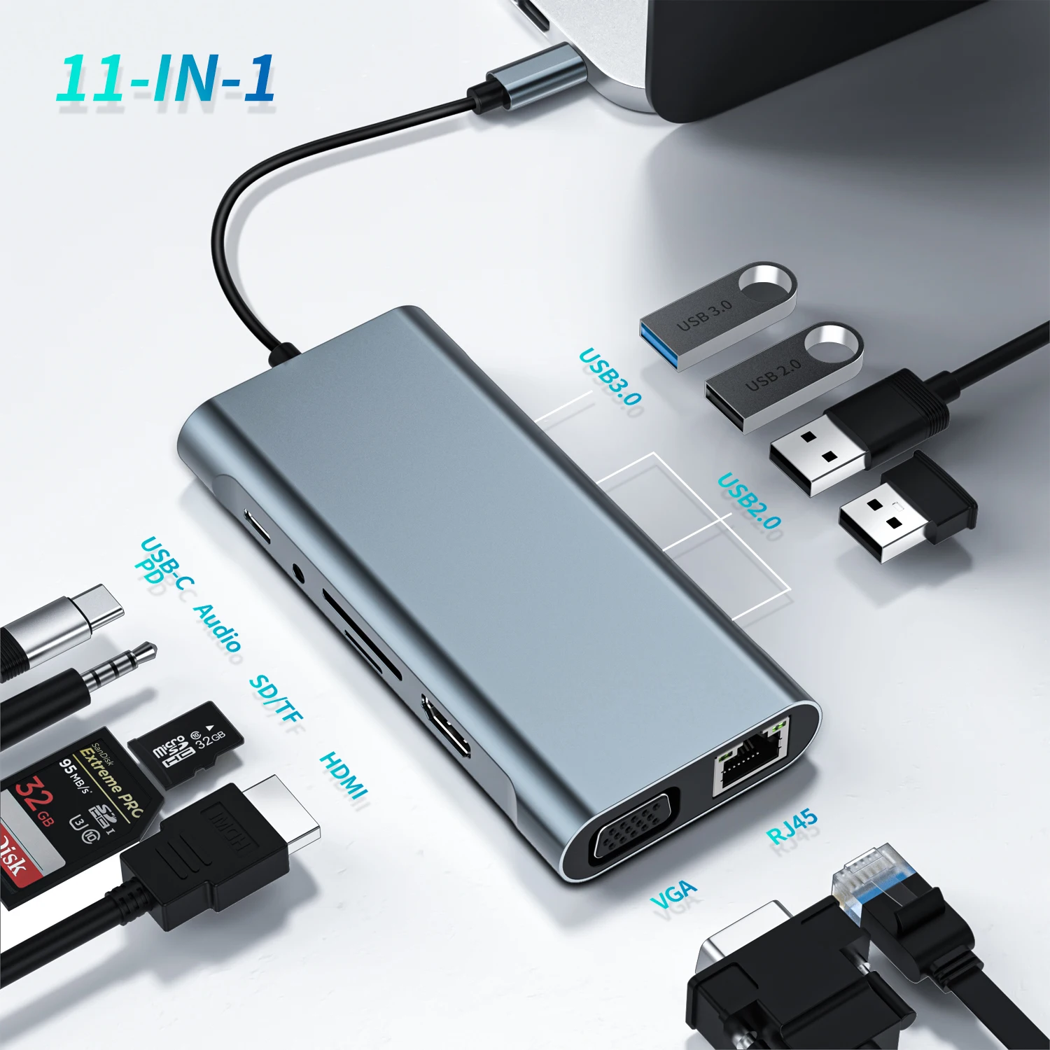 

Usb Hub 3 0 Type-c Splitter To Usb Adapter Hdmi VGA Card Reader Multiple Ports Dock Station Usb For MacBook Notebook Laptop