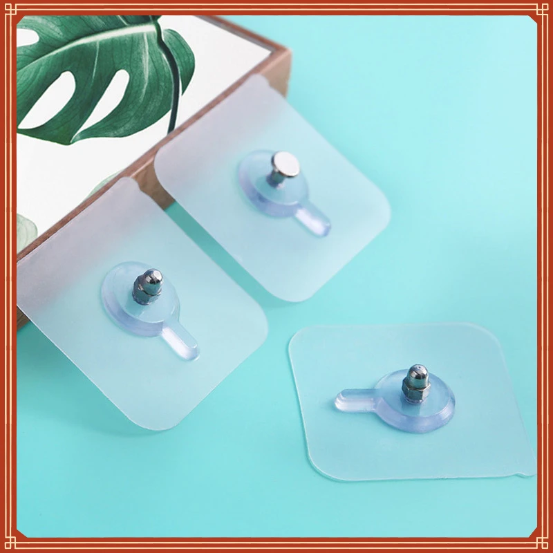 

PVC Strong Adhesive Nails Wall Poster Seamless Wall Hook Waterproof Durable Transparent Kitchen Bathroom Screw Hook Hanger