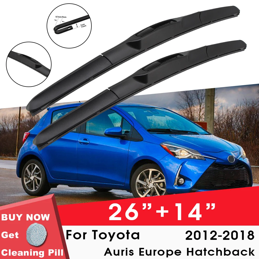 

Car Wiper Blade Front Window Windshield Rubber Wiper For Toyota Auris Europe Hatchback 2012-2018 26"+14" LHD RHD Car Accessories